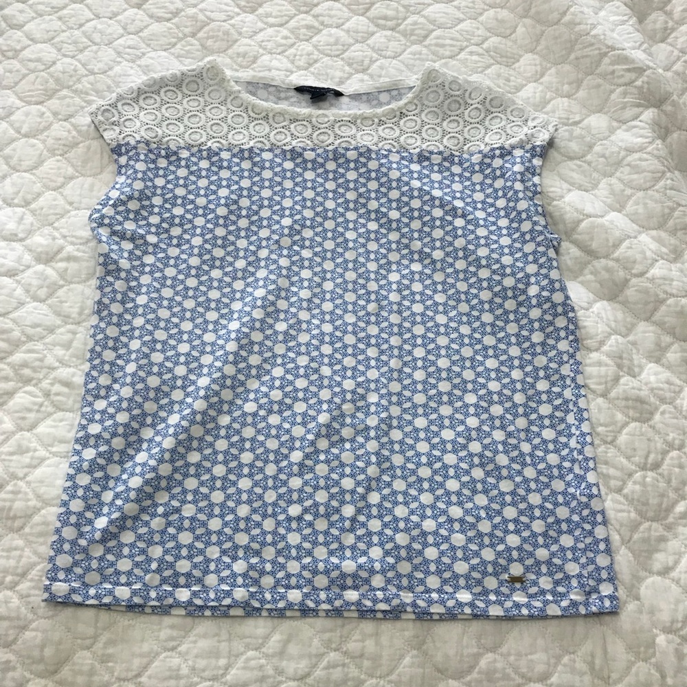 Tommy Hilfiger lace and geometric-design blouse
